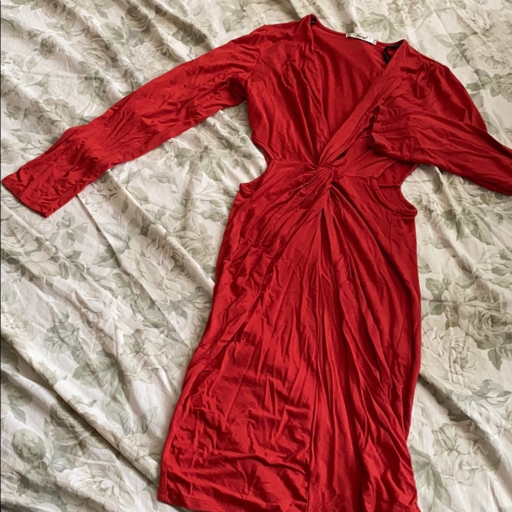 Orange long sleeve stretchy party Dress